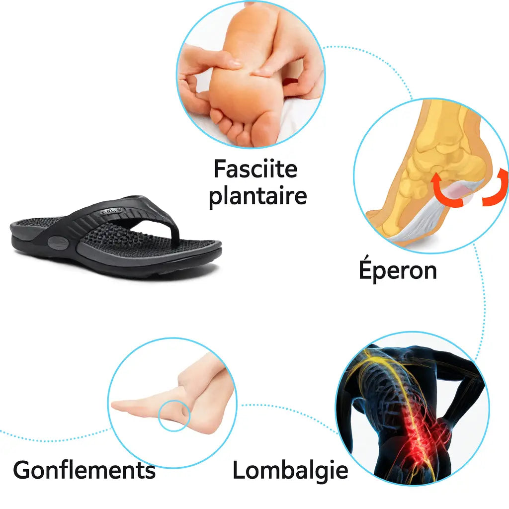 OrtoRelax Chinelo Massageur Orthopédique Sport Noir