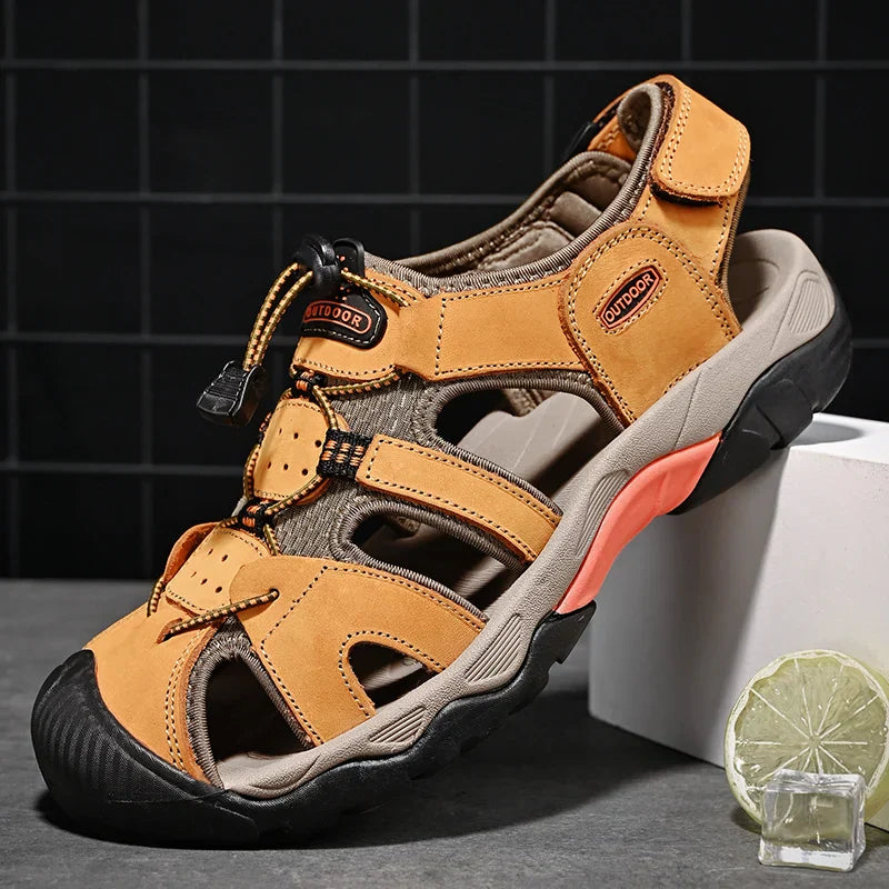 Sandale pour hommes en cuir véritable Gladiateur