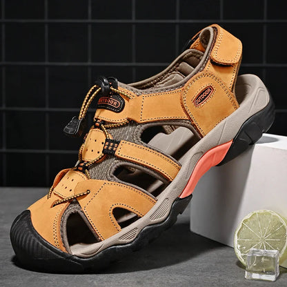 Sandale pour hommes en cuir véritable Gladiateur
