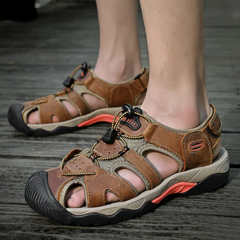 Sandale pour hommes en cuir véritable Gladiateur