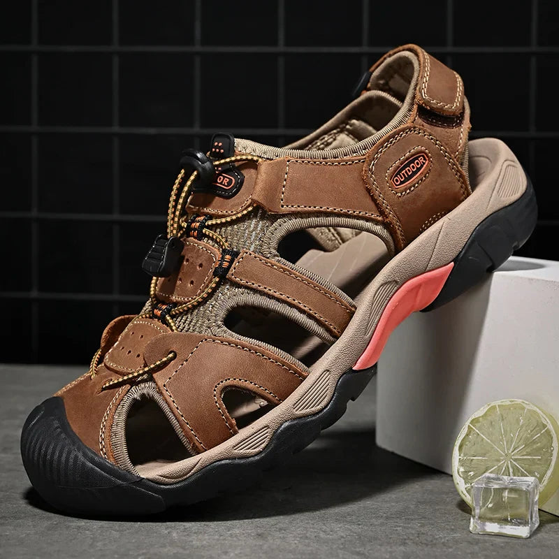 Sandale pour hommes en cuir véritable Gladiateur