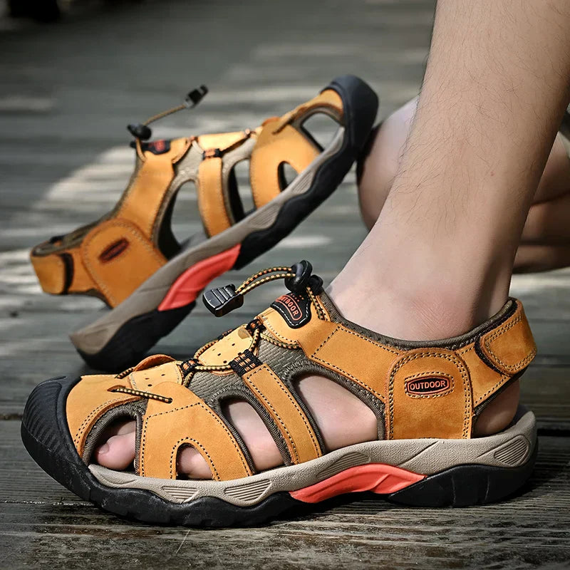Sandale pour hommes en cuir véritable Gladiateur
