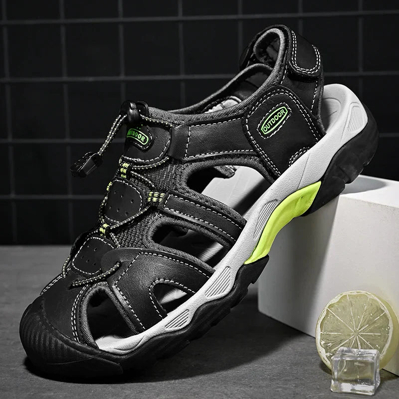 Sandale pour hommes en cuir véritable Gladiateur