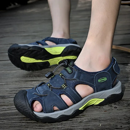 Sandale pour hommes en cuir véritable Gladiateur