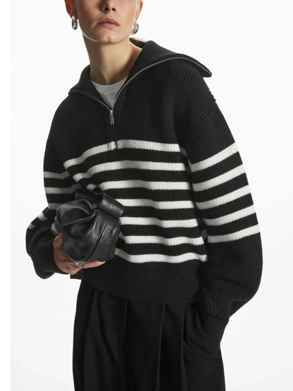 Pull en Tricot pour Femmes avec Fermeture Éclair