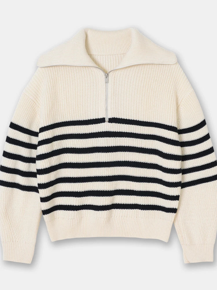 Pull en Tricot pour Femmes avec Fermeture Éclair